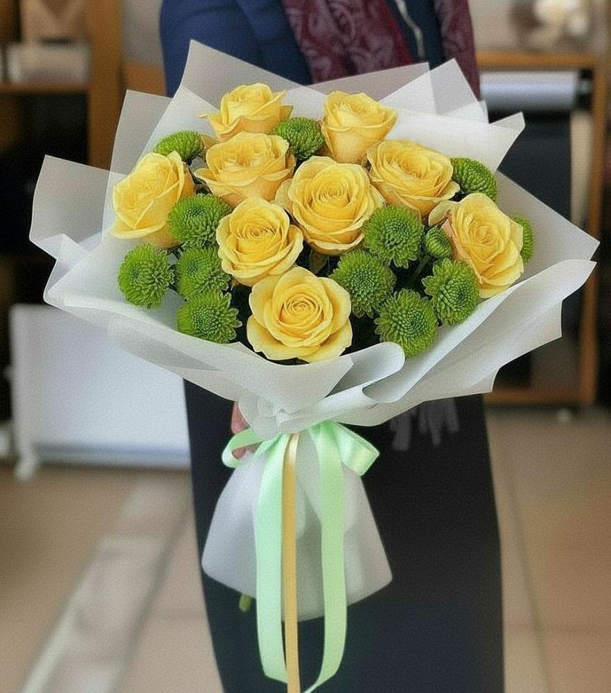 Букет цветов из: Хризантемы и Розы в Стерлитамаке