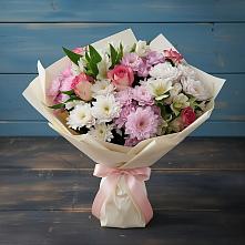 Букет цветов из:  Хризантемы, Альстромерии и Розы в Стерлитамаке