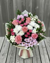 Букет цветов из:  Альстромерии, Гвоздики, Розы и Хризантемы в Стерлитамаке