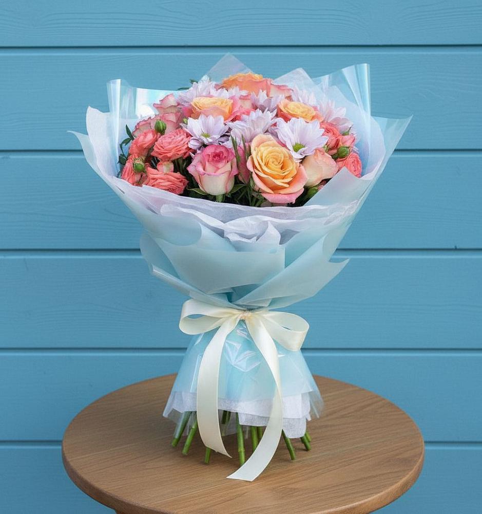 Букет цветов из: Хризантемы и Розы в Стерлитамаке