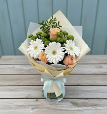 Букет цветов из:  Герберы, Розы и Хризантемы в Стерлитамаке