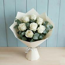 Букет Белые розы в Эвкалипте #REPLACE_PRED# Стерлитамаке
