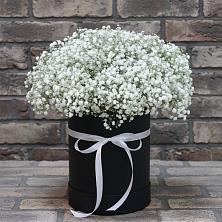 Цветочная композиция из Гипсофила в шляпной коробке в Стерлитамаке